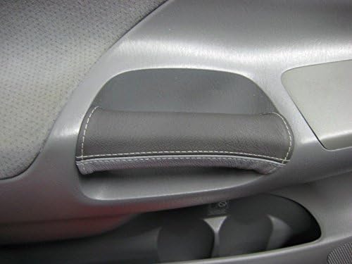 RedlineGoods Door Pull Covers Compatible with Toyota Tacoma 2005-15. Tailor Made - not Universal. Genuine top-Grade Italian Black Leather with Silver Thread