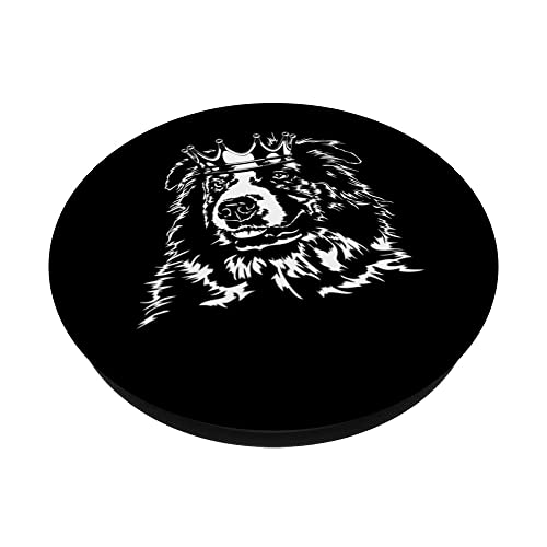 Funny Australian Shepherd with crown herder dog mom PopSockets Swappable PopGrip, Black - Image 2