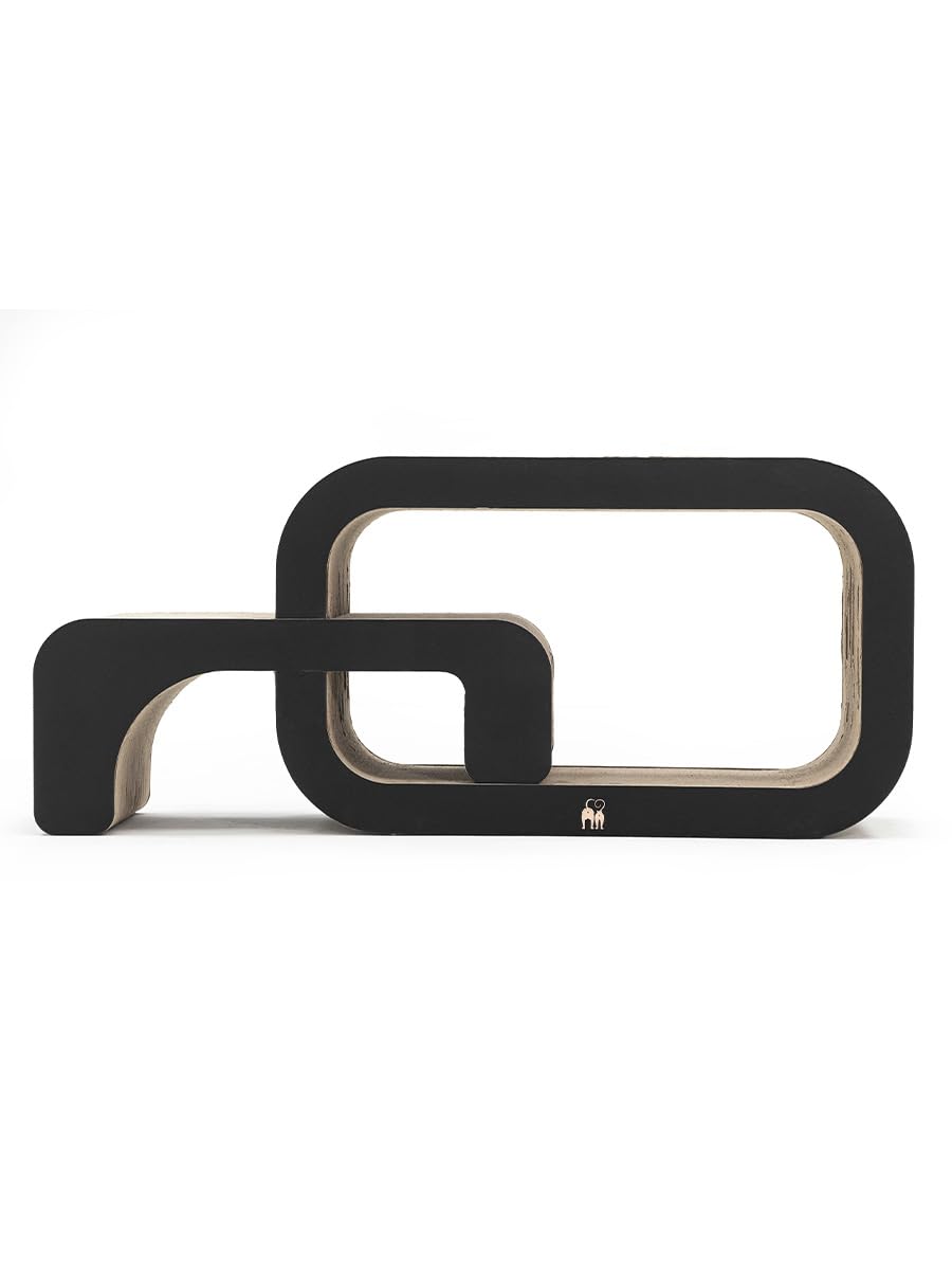 Petrebels Kratzpappe Max 55, Katzen Kratzbrett aus sehr stabilem Karton, Kratzkarton 55 x 24 x 33 cm, Farbe Schwarz