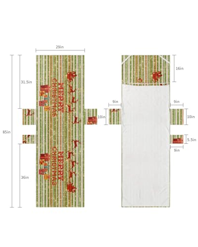 Merry Christmas Beach Lounge Chair Towel Cover, Soft Chaise Lounge Towel with Side Pockets Patio Pool Chairs Cover for Beach/Pool Sunbathing 29x85 Xmas Elk Winter Snowflake Teal Striped Farmhouse