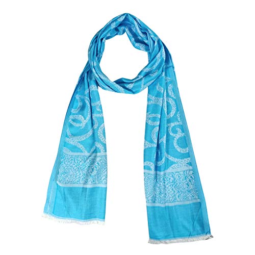 Écharpe en modal jacquard bleu le cadeau chic pour femme et fille