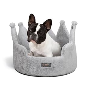 NANDOG Pet Gear Crown Cozy Round Dog & Cat Bed Collection Washable Indoor Pet Bed for Small Breeds-Soft Bed Fits in Crate or Kennel-Made of Ultra Soft Micro-Plush Material (Royal Light Gray Prive 18″)