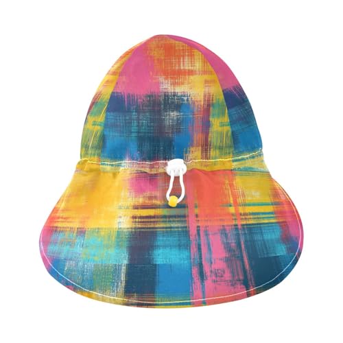 Toddler Baby Beach Hat Toddler Boy Beach Unique Baby Girls' UPF 50 Adjustable Travel Essentials Tie Dye Plaid Abstract Multicolor3
