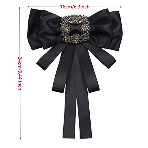 Image of Rhinestore Crystal Dangle Wedding Party Bow Tie Women /Men Ribbon Pre Tied Neck Tie Adustable Brooch Pin Clip