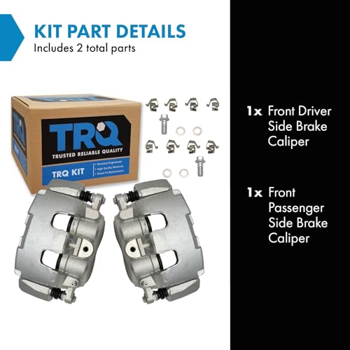 Image of TRQ Front Brake Caliper Set Zinc Coated Brackets Hardware Compatible with 2005-2008 Dodge Dakota 2006-2008 Ram 1500 2006-2009 Mitsubishi Raider