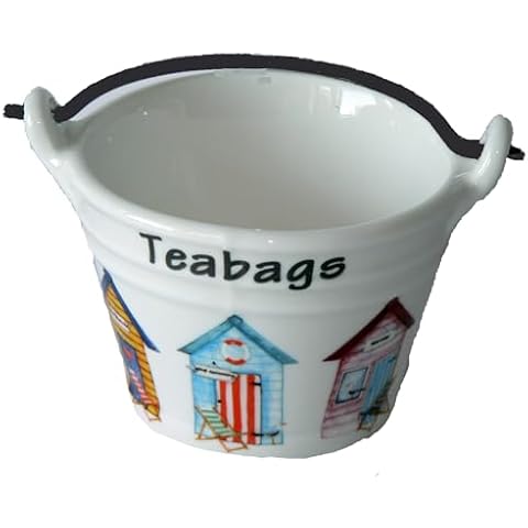 Beach Hut Ceramic Teabag Tidy Bucket (Small) Cover
