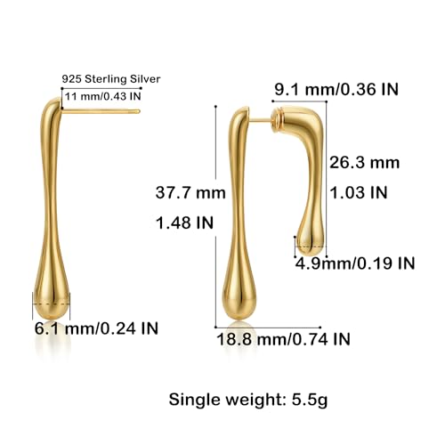 14K Gold Plated Earrings for Women Girls Dainty Pendant Earrings with 925 Sterling Silver Post Jewelry Gifts2