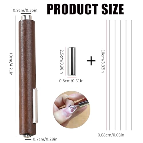 Image of 3 in 1 Cat Eye Gel Polish Double-Head Magnet Wand + 1Pc Strong Cylinder Cat Eye Magnet + 5Pcs Iron Wire for Heart Cat's Paw Cat Eye Effect for Home Salon Nail Art Tools