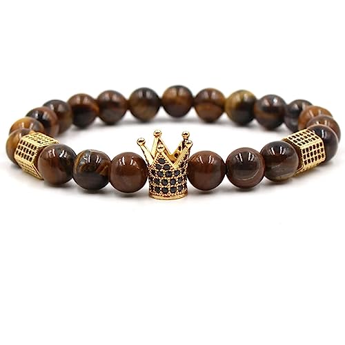 Bracelet en pierre naturelle YSJNHX fait main avec couronne et colonne hexagonale unique