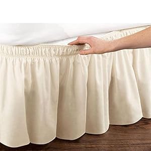 DUBILE Bed Valance Rok, Sheet Frill Bed Rok Wrap Rond Elastische Bed Shirts Zonder Bed Oppervlak Twin/Full/Queen/King…