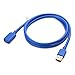 Cable Matters 2-Pack Short USB to USB Extension Cable 3 ft (USB 3.0 Extension Cable/USB Extender) in Blue for Webcam, VR Headset, Printer, Hard Drive and More - 3 Feet