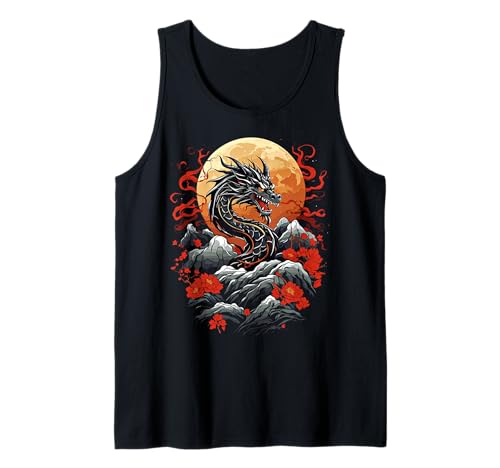 Aesthetic Dragon Japan Style Asian Japanese Dragon Tank Top