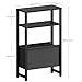 IRCPEN Narrow Side Table, Slim End Table with Magazine Rack, Bedside Table for Small Spaces, 3 Tier Sofa Couch Table Nightstand for Living Room, Bedroom Black LET503B