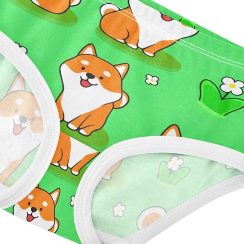 Durable Girls Underwear Toddler 2t Cotton Little Girl Panties Cute Cartoon Shiba Dogs Green Kids Undies Briefs4
