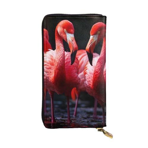 Grand porte-cartes de crédit en cuir de qualité supérieure imprimé flamants