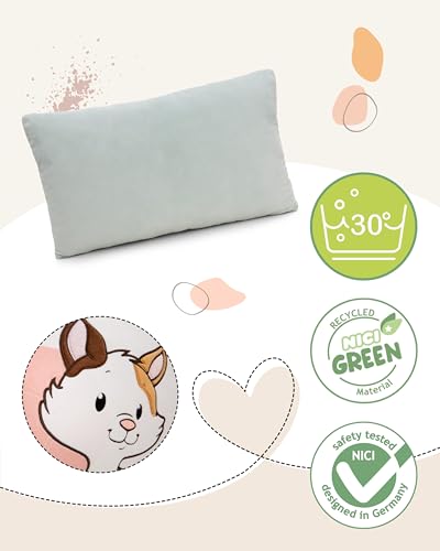 NICI Kissen Glückskatze 43x25cm - braun - Flauschiges Kuscheltierkissen für Jungen, Mädchen Kuscheltierliebhaber, ideal für Zuhause, Kindergarten oder unterwegs - 62164