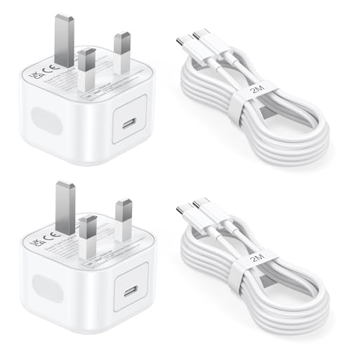 25W USB C Charger for Samsung 2 Pack Super Fast Charging with 6.6ft USB C Cable Compatible for Samsung Galaxy S25/S24S23/S22 Ultra/FE 5G, Z Flip 3/Z Fold 3, Note 20/10 Series (UK Wall Plug)​ white