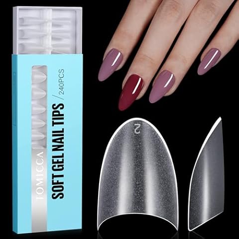TOMICCA Short Almond Nail Tips Cover