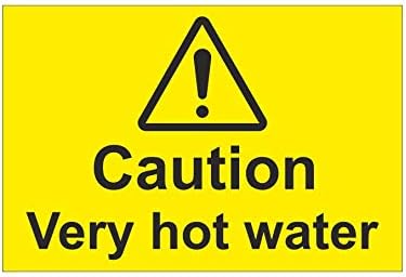 Caution Very Hot Water Sign 75mm x 50mm - Self Adhesive