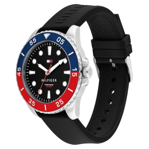 Image of Tommy Hilfiger Oceanic Quartz Analog with Black Dial Black Silicone Strap Watch for Men - TH1792201