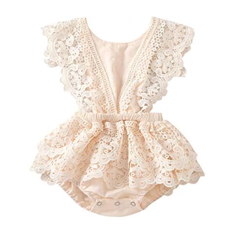 Cutebbclo Baby Girl Lace Ruffle Romper Cover