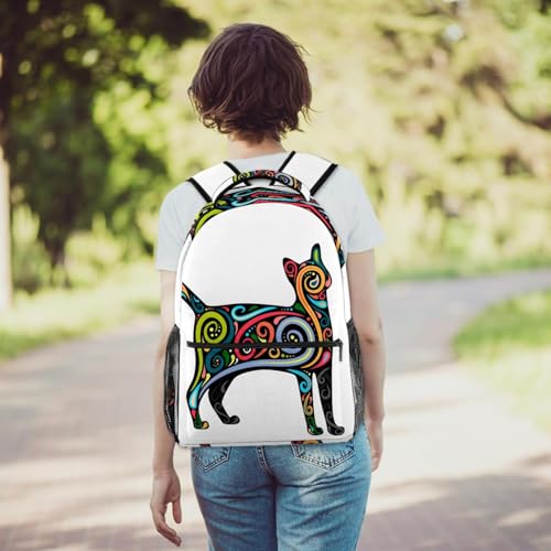 Sac à dos d'école et de voyage décontracté chat multicolore filles - 6
