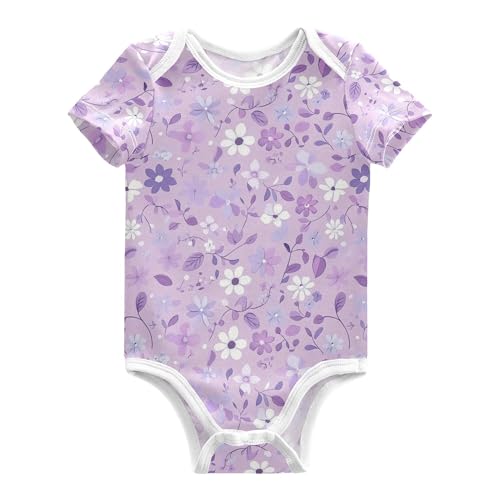 Wudan Cartoon Purple Flowers Toddler Boy Clothes Soft Cotton Clothes for Girls for Month Girl Presents 6M