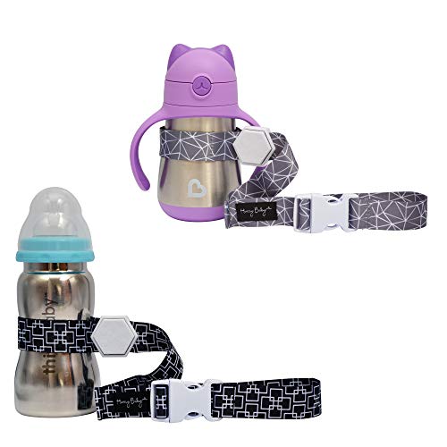 Image of Sippy Cup Straps for Baby Bottle Toy Leash 2 Pack for Stroller High Chair Strap (Monochrome/Grey)