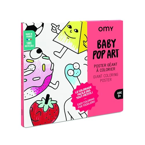 OMY - Reuzenposter om in te kleuren - POP - ingelijst formaat (70 x 100 cm) - ontworpen en geproduceerd in Frankrijk