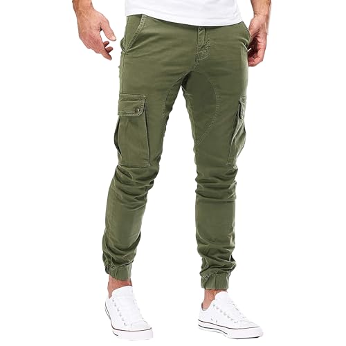 Relaxed Pants Tapered Sweatpants Slim Fit Casual Cargo Pocket Pant Casual Work Pants with Pockets (Green,XX-Large)