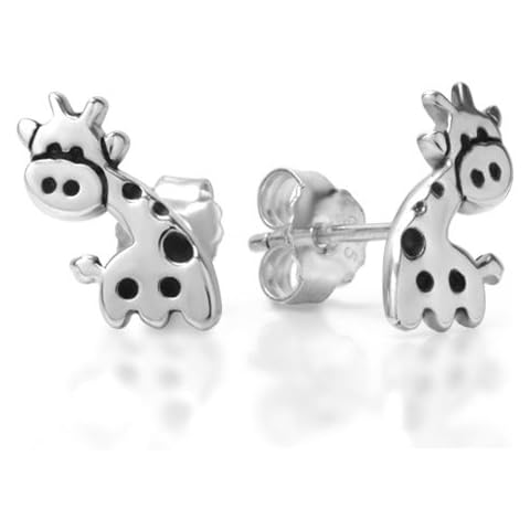 Chuvora 925 Sterling Silver Small Giraffe 15 mm Post Stud Earrings, Metal, No Gemstone Cover