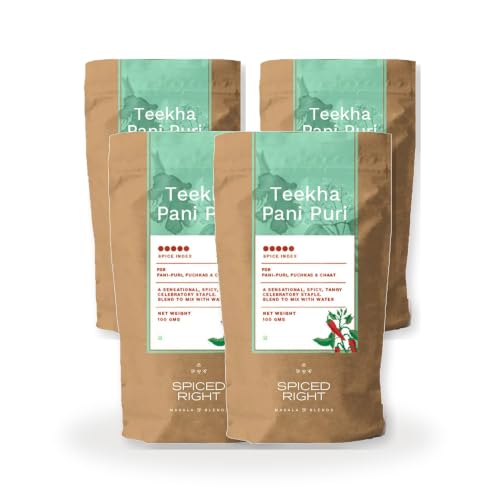 Image of Spiced Right Teekha Pani Puri Masala | Pack of 4 | 100g | Elevate Your Golgappa Experience with Authentic Instant Mix of Natural Indian Spices.