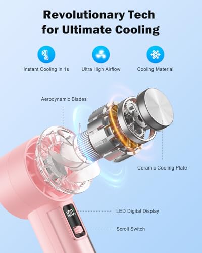 Image of AMACOOL Handheld Fan with Ice Cooler, Mothers Day Gifts for Mom Her Women Girl, Mini Portable Cooling Fan, Small Yet Powerful, Personal Hand Fans for Travel Essentials Beach Makeup Must Have