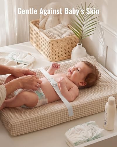 Image of Blissful Diary Muslin Changing Pad Cover for Baby Girls Boys, Ultra Soft Breathable Cotton, Baby Diaper Change Table Pad Covers, 2Pack (Checkered Beige & Checkered Brown)