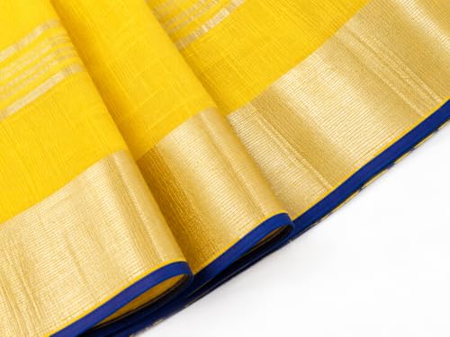 Image of HAIDER ALI AND SONS Grey Cotton Linen Saree for Women | Soft Linen Slub Blend Saree with Running Blouse Piece | Lightweight Handloom Style Saree | Office, Casual, Party & Festival Wear 