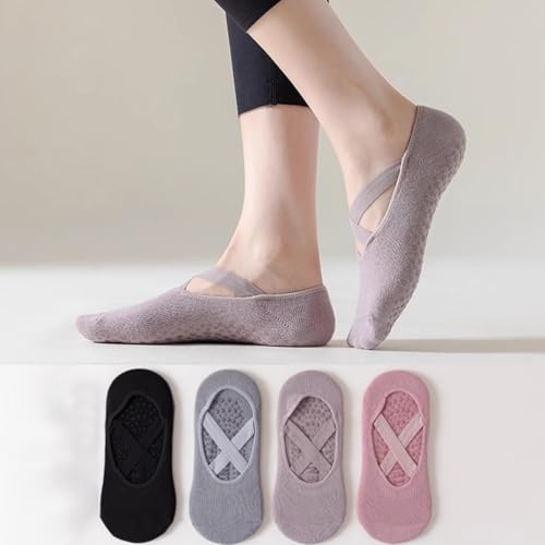 Yoga Socks for Women Non-Slip Grips & Straps, for Pilates, Ballet, Dance, Barefoot Workout4