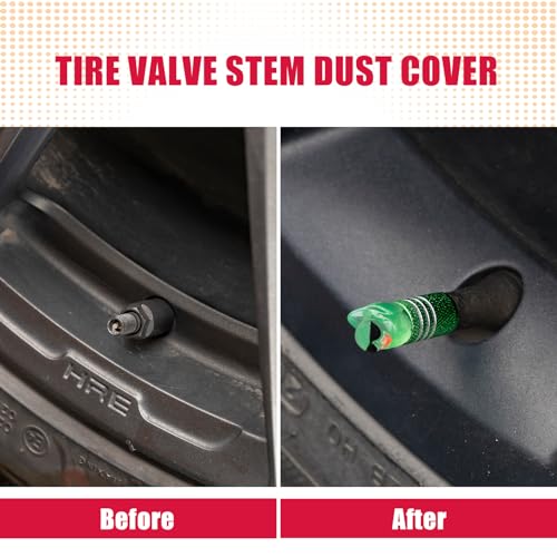 4Pcs Tire Valve Stem Cap Cover for Car SUV Truck, Valve Cover with Funny Duck Sunglasses, Decorative Tire Valve Caps Wheel Accessories (Green Sunglasses Duck)