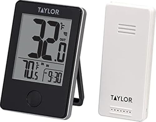 Image of Taylor Wireless Digital Indoor Outdoor Thermometer, Easy to Read Numbers for Patio, Pool, and Indoor Areas, LCD, Black
