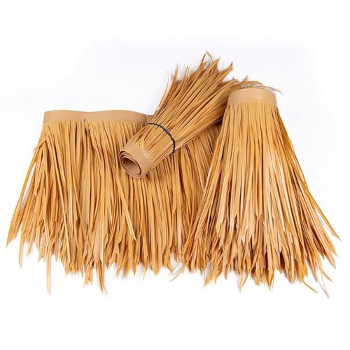 AITAF Weatherproof Artificial Thatch Roof Roll Synthetic Palm Leaf Roofing Panel for Outdoor Tiki...