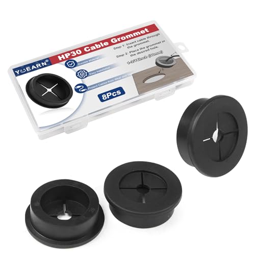 1-3/16 Inch Cable Grommet (30mm) – 8 Pcs Flexible Rubber Hole Covers for Workbench, Industrial Panel, Wire Organizer (Black)