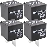 100 Relay 7M0951253A (4-Pack) 12V 70A 4-Pin SPST Heavy Duty Automotive Electrical Switch Compatible with VW Audi Jetta Golf Passat Beetle Fixes Fuel Pump and Fan Issues
