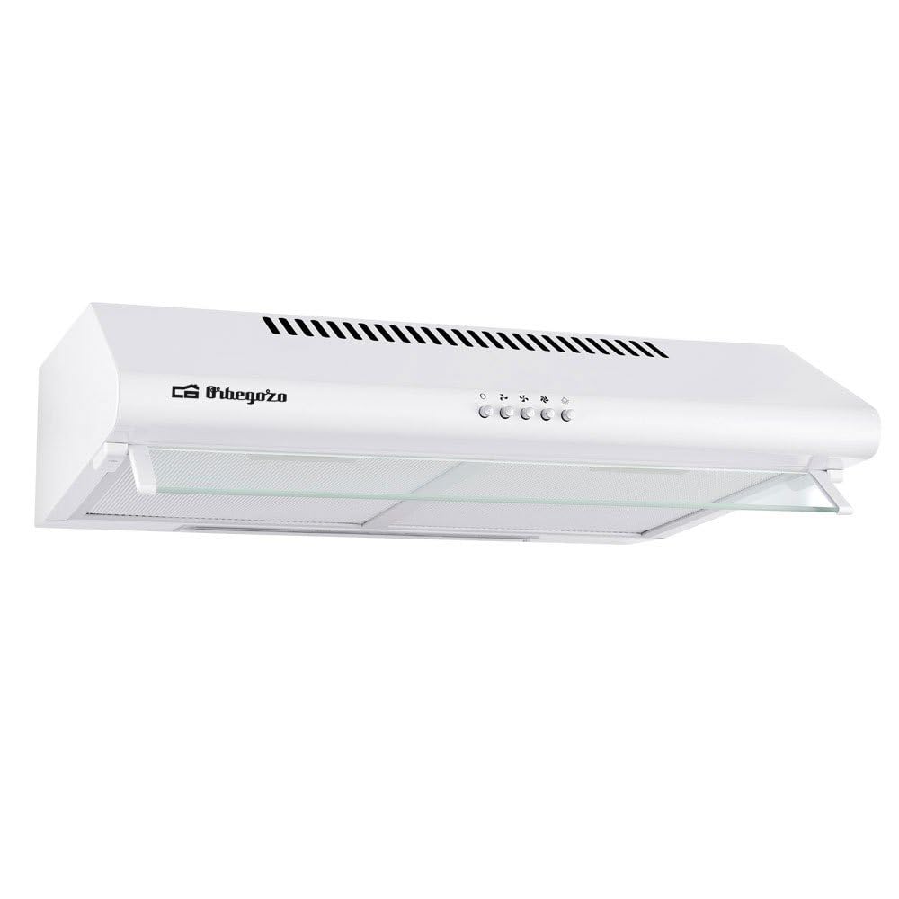 Orbegozo ST 07160 D BL - Campana extractora standard 60 cm, 3 niveles de potencia, 2 filtros de aluminio desmontables, extracción 195,3 m3/h, iluminación LED, Color Blanco