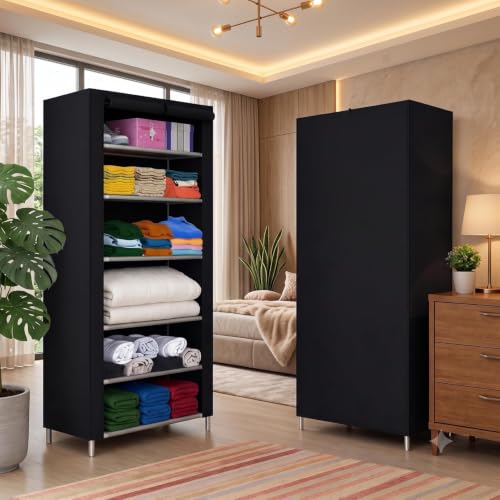 Image of Ulif Multipurpose ๐๐ผ๐น๐น๐ฎ๐ฝ๐๐ถ๐ฏ๐น๐ฒ ๐ช๐ฎ๐ฟ๐ฑ๐ฟ๐ผ๐ฏ๐ฒ Cabinet | ๐๐ผ๐น๐ฑ๐ฎ๐ฏ๐น๐ฒFabric Organizer with ๐ฒ ๐ฆ๐ต๐ฒ๐น๐๐ฒ๐ | Portable Clothes ๐ฆ๐๐ผ๐ฟ๐ฎ๐ด๐ฒ ๐ฅ๐ฎ๐ฐ๐ธ for Bedroom