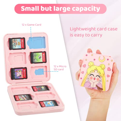 Gldram Game Case For Nintendo Switch, Game Holder Case For 12 Switch Game Cards And 12 Micro Sd Cards, Pink Anime Girl Switch Game Storage Case Safety, Portable, Game Accessories For Switch/Oled/Lite #TOP4