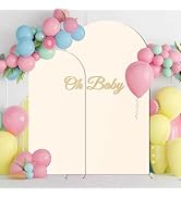 JCJ Arch Backdrop Cover 7.2FT 6FT, Beige Wedding Arch Stand Cover Set of 2 Stretchy Backdrop with...