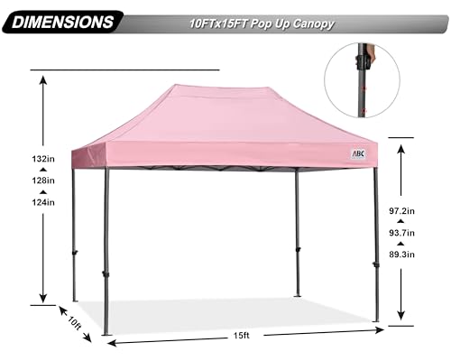 Image of ABCCANOPY Patio Pop Up Canopy Tent 10x15 Commercial-Series (Pink)