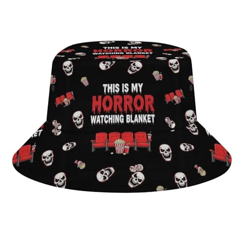 Fashion Breathable Horror Movie Watching Blanket Fisherman Cap for Men, Sun Protection Bucket Hat, Summer Hats for Travel Outdoor Party Beach
