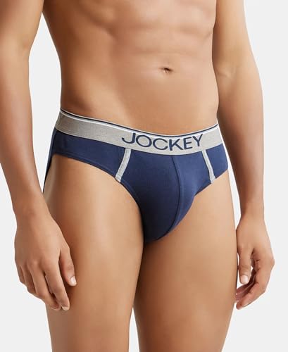 Image of Jockey 8044 Men's Super Combed Cotton Rib Solid Brief with Ultrasoft Waistband (Pack of 2)