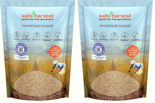 Image of Safe Harvest Khandsari Sugar | Pesticide-Free | Sulphur-Free & Unrefined | Artisanal & Chemical-Free | Sourced from Women Farmers | Tested for 231 Pesticides | 1 kg (Pack of 2)