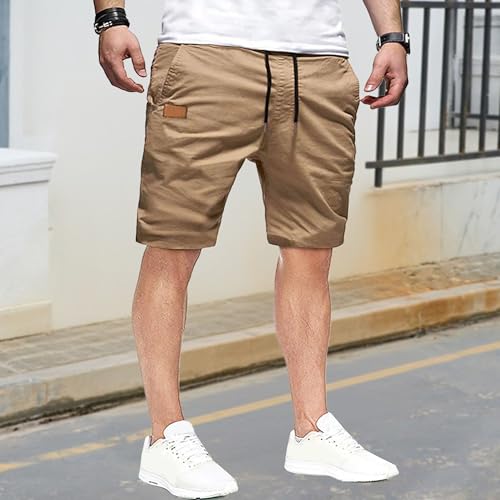 Shorts cargo para hombre con cintura elástica y cordón miniatura 2